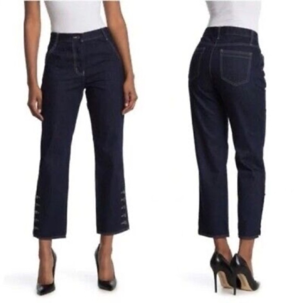 💙 Current Air High Waist Button Cuff Crop Jeans Large NWT